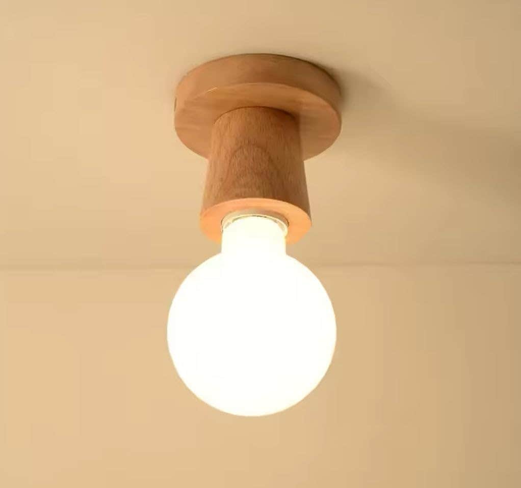 Minimalist Square Wood Ceiling Lamp - Mishkah Lighting - Beige (Clay)