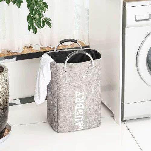 Generic Heavy Duty Linen Storage Basket with Metal Handle - Collapsible Organizer for Underwear, Socks, Kids Toys