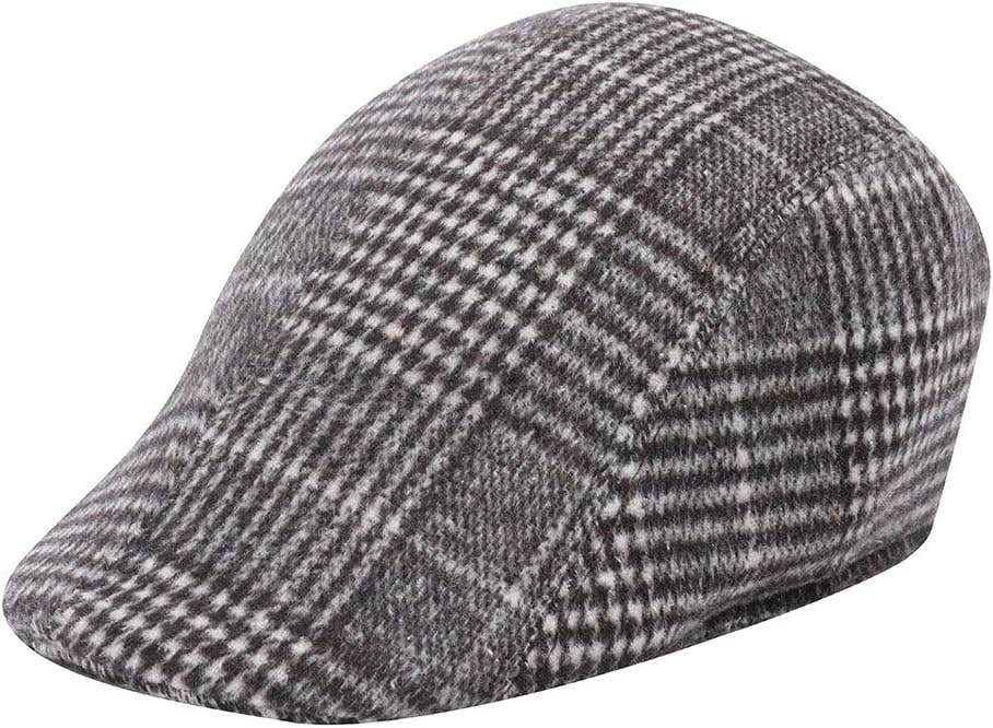 QIFLY Men's Adjustable Retro Plaid Cap, Grey