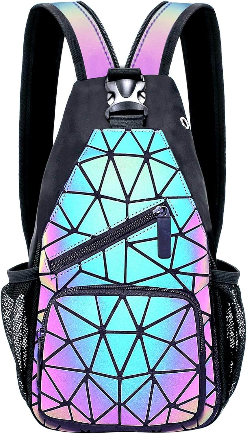 Geometric Luminous Backpack for Women, Multicolor