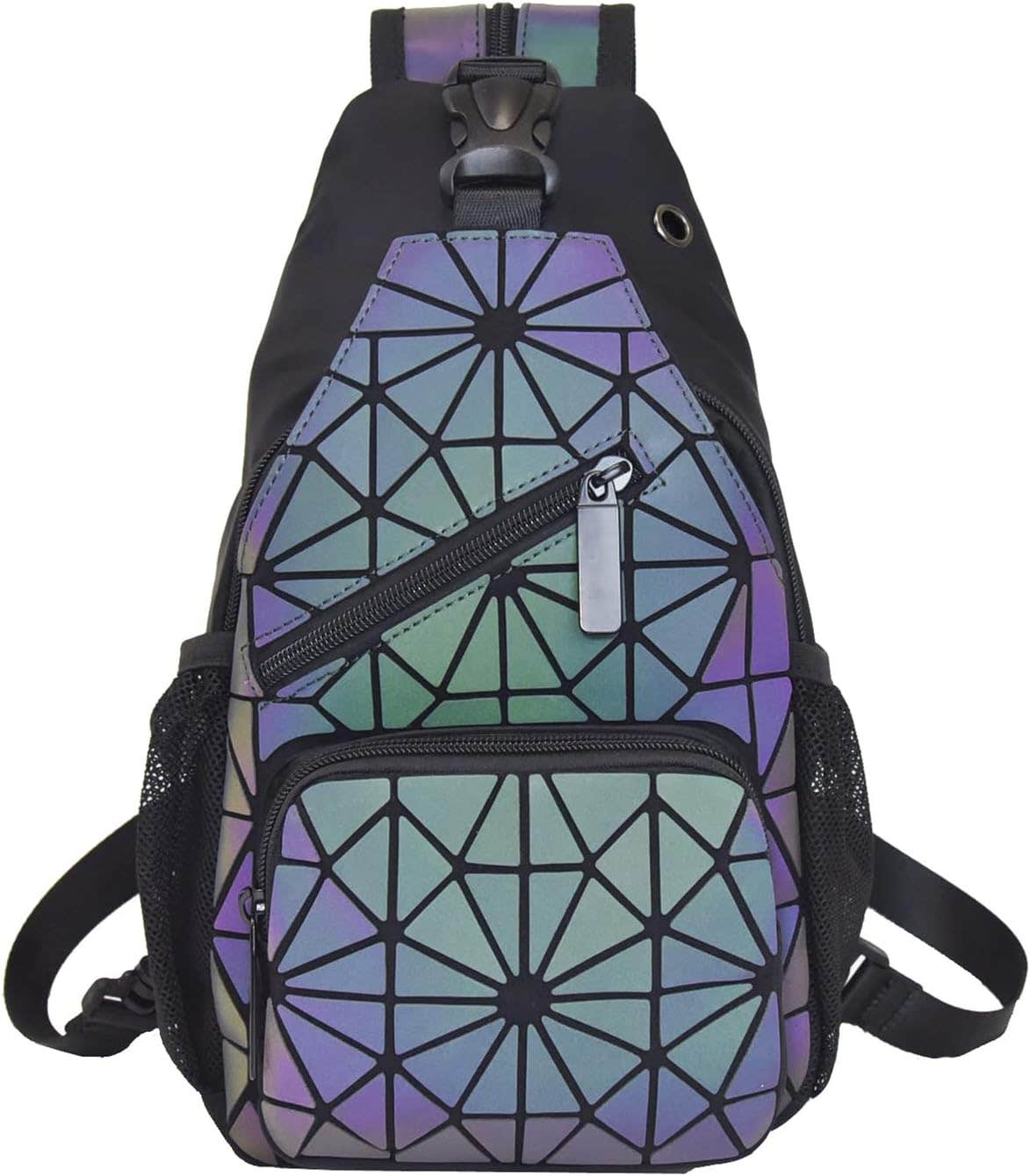 Suuran Geometric Luminous Reflective Sling Bag - NO.4, Multicolor
