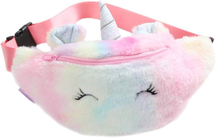 FENICAL Unicorn Plush Waist Pack - Pink, Cute Girls Sling Bag