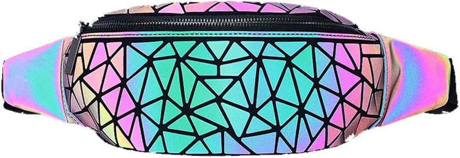 Boshiho Luminous Holographic Fanny Pack for Travel, Festival, Running