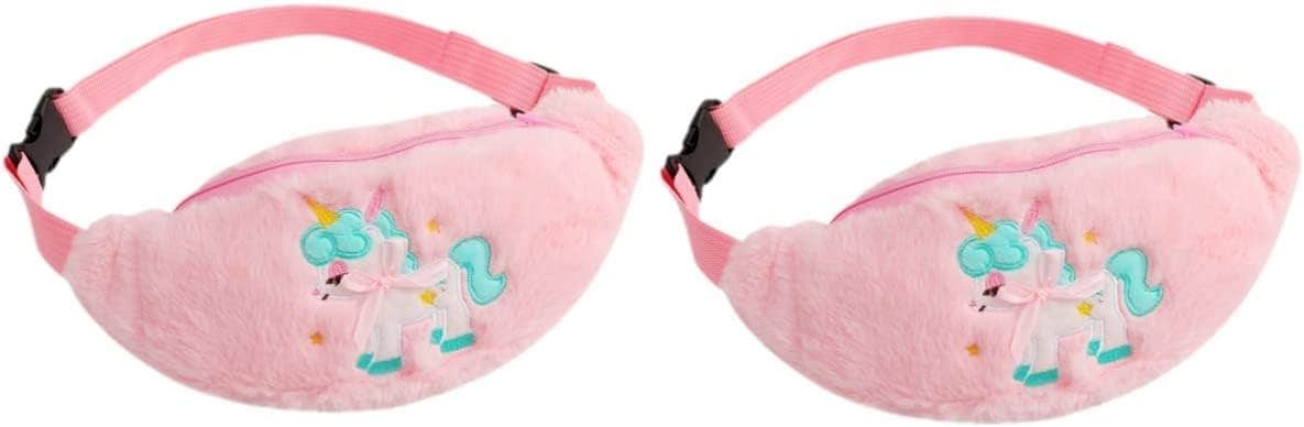 VALICLUD Unicorn Waist Bag 2-Pack | Kids Hiking & Travel Plush Bag
