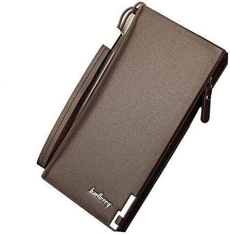 Baellerry Brown Leather Zip Around Men's Wallet with Card Holder