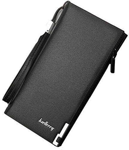 Baellerry Black Leather Bifold Wallet for Men - Card Holder Included