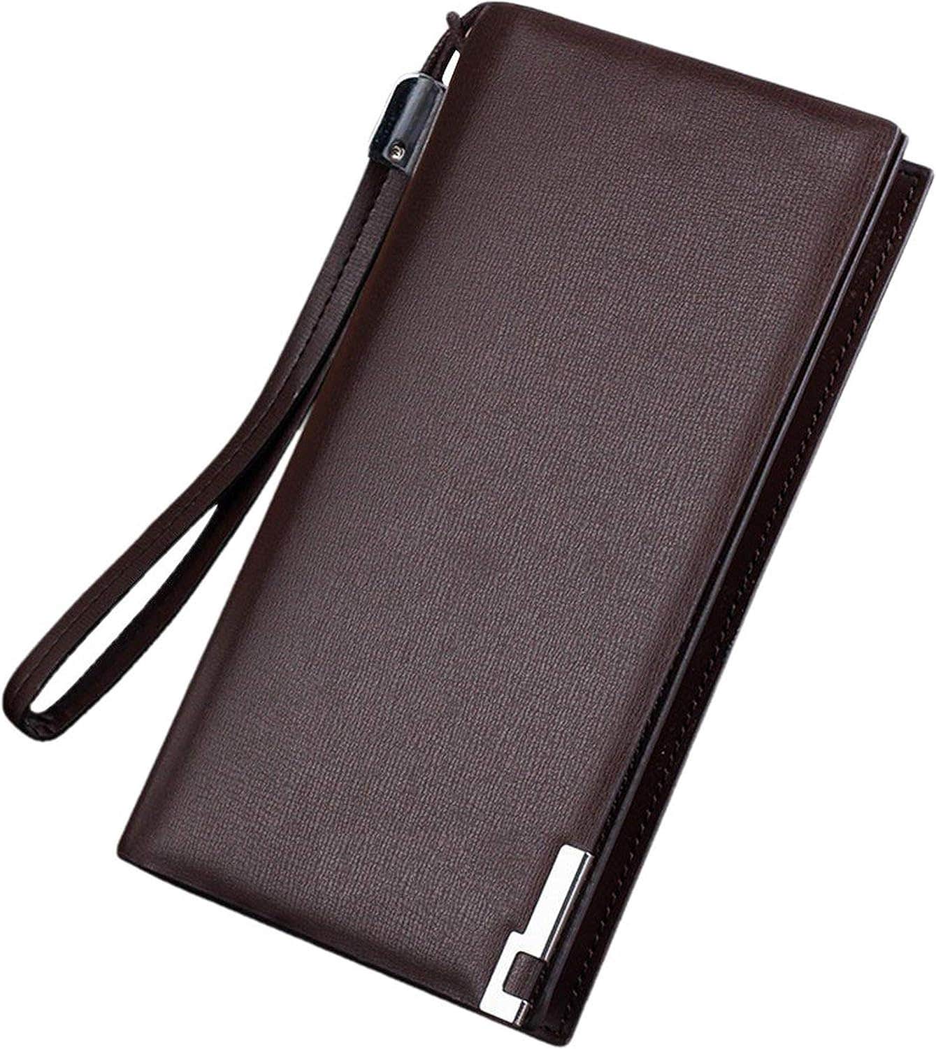 Men's Brown Leather Long Wallet with Card Holder - High Quality Fashion Wallet - 20 x 11 cm