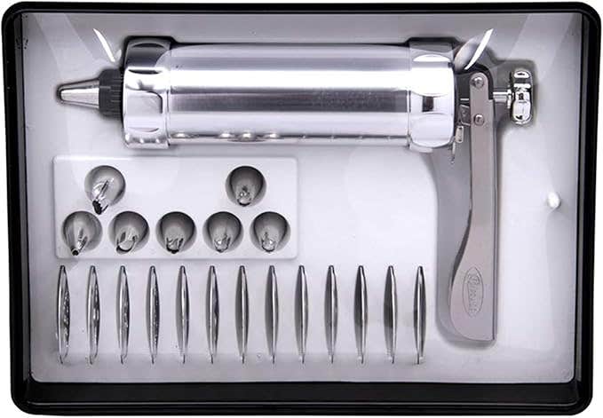 Stainless steel petit four maker machine, 21 different shapes - silver