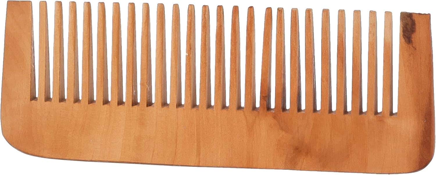Smooth Flat with Wide Thread Wooden Comb (7in Long)