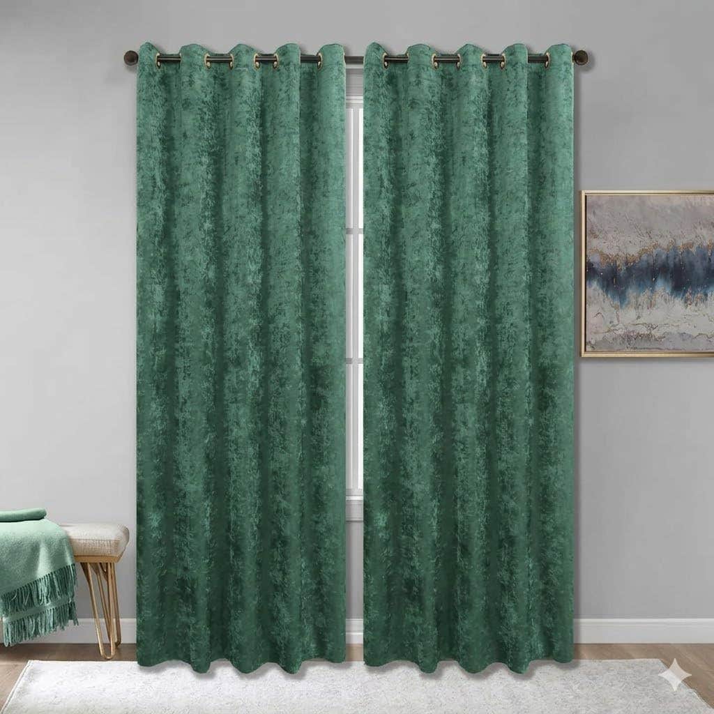 Mint Green Canvas Chenille Curtain 150x240cm - Fade Resistant, Lightweight