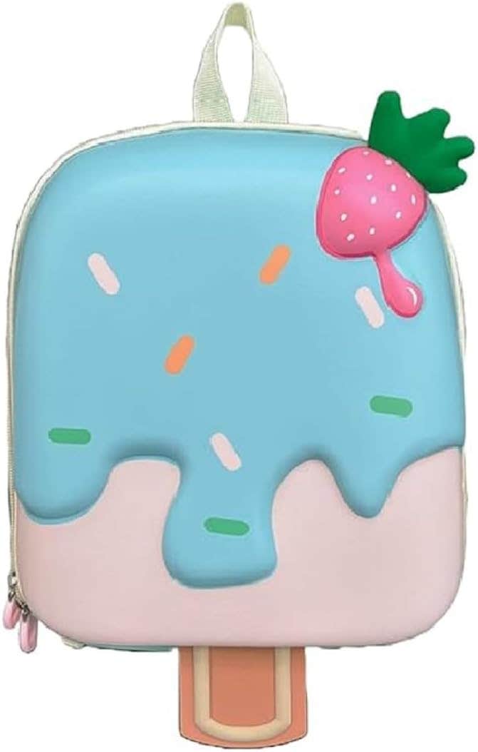 Kiddospedia Ice Cream Hardshell Backpack for Kids, Durable Polyester, Water Resistant - 3-6 Yrs