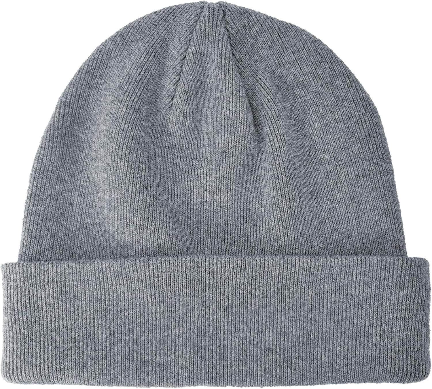 100% Cotton Beanie Hat Knit Winter Hats for Women Men, Slouchy Beanies Cuffed Skull Cap Womens Warm Ski Hat, Light Grey