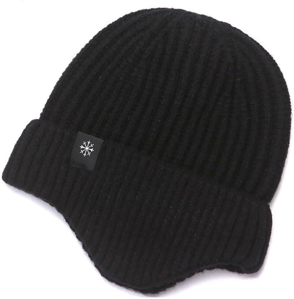 Men's Winter Beanie Hat & Scarf Set, Warm Knit Hat, Winter Cap, Neck Warmer, One Size, Black