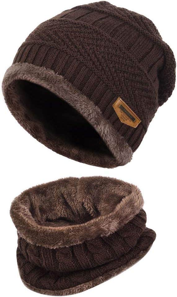 MUCO Unisex Winter Hat, Scarf Hat, Warm Knitted Hat, Outdoor Winter Warm Hat, Scarf Set for Men and Women