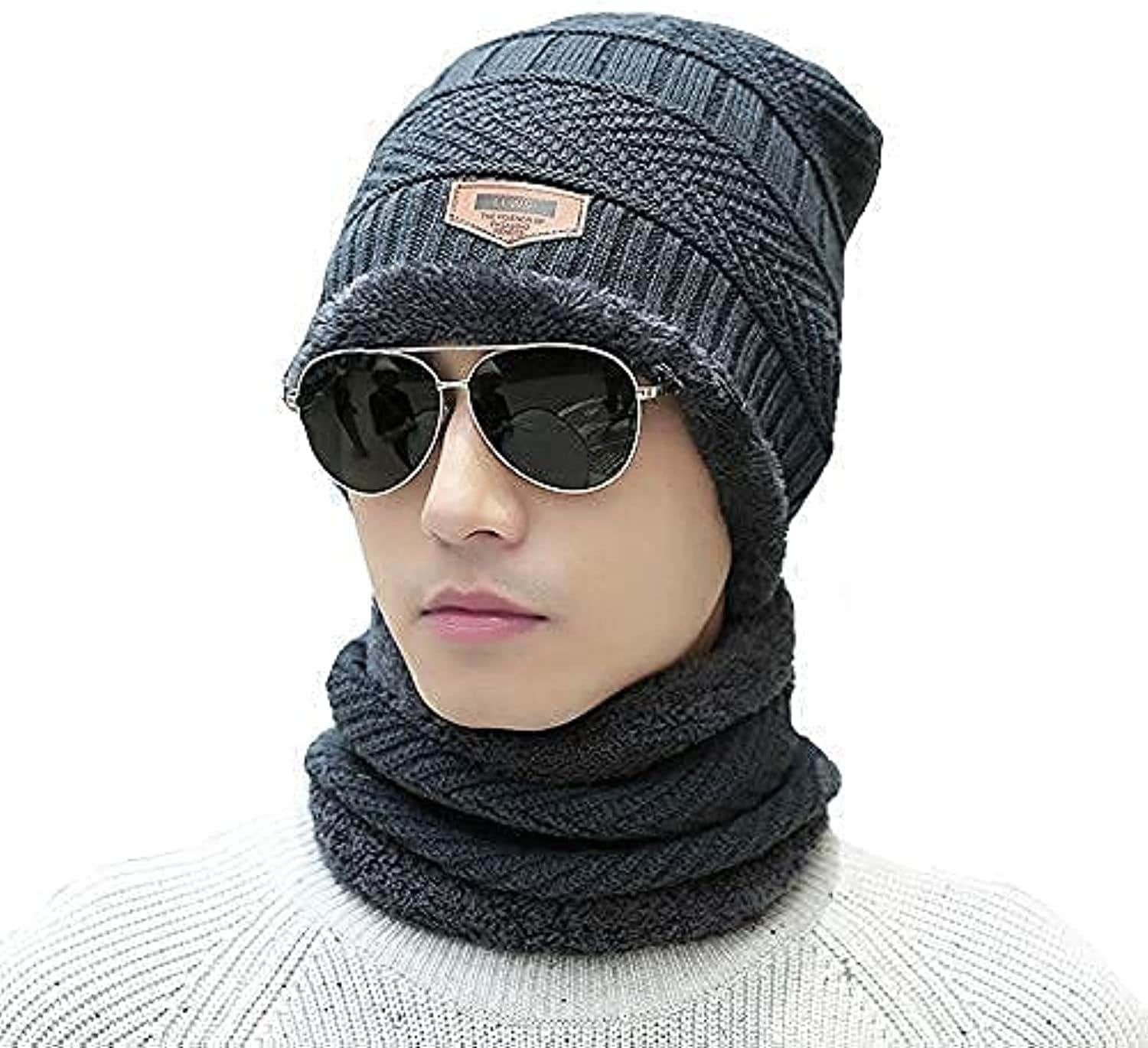 Truvic Ultra Soft Woolen Beanie Cap & Muffler Set - Unisex, Warm, Snow Proof