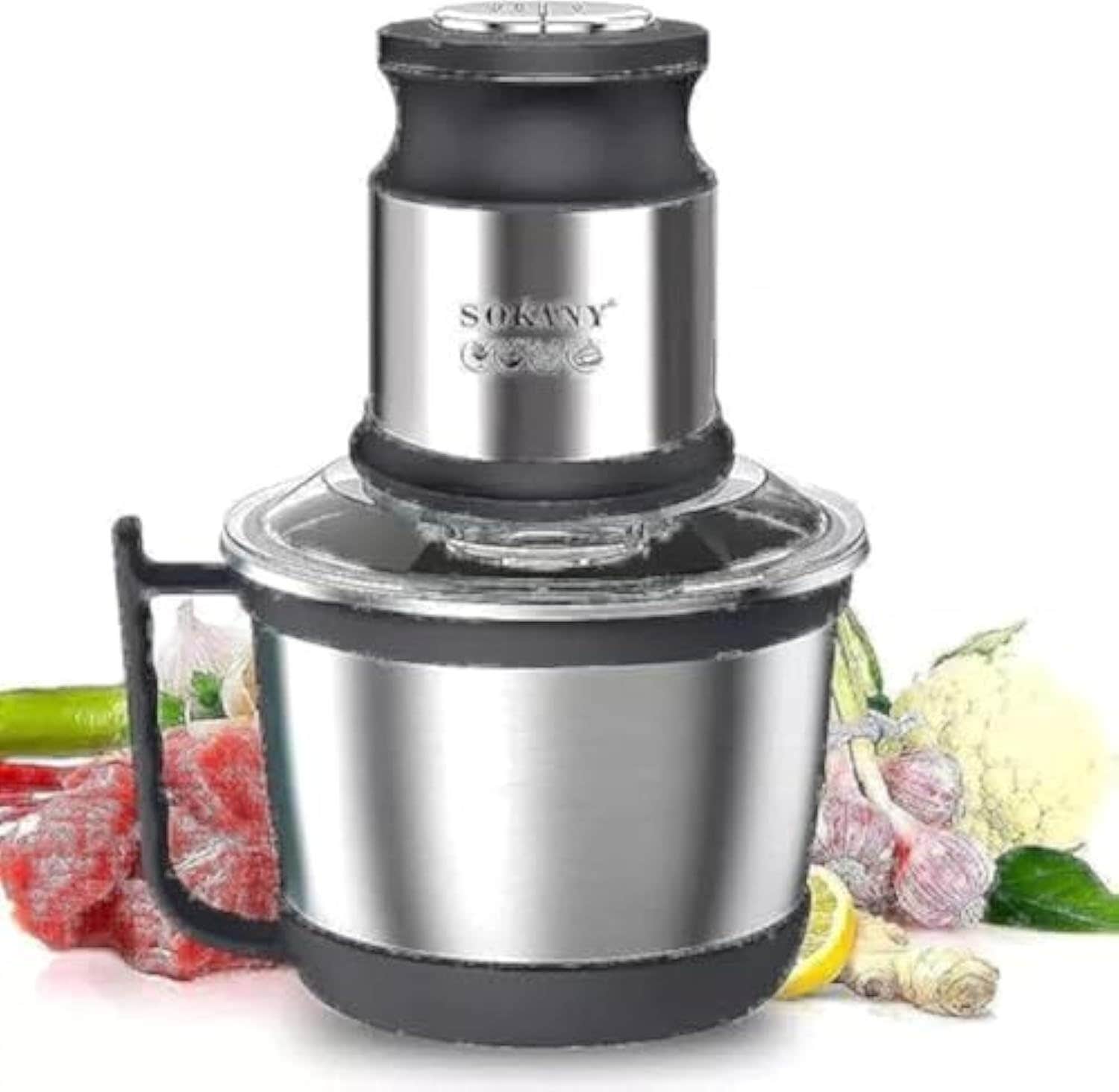 SOKANY Double Layer Stainless Steel Chopper Grinder, 800W, 3L Capacity