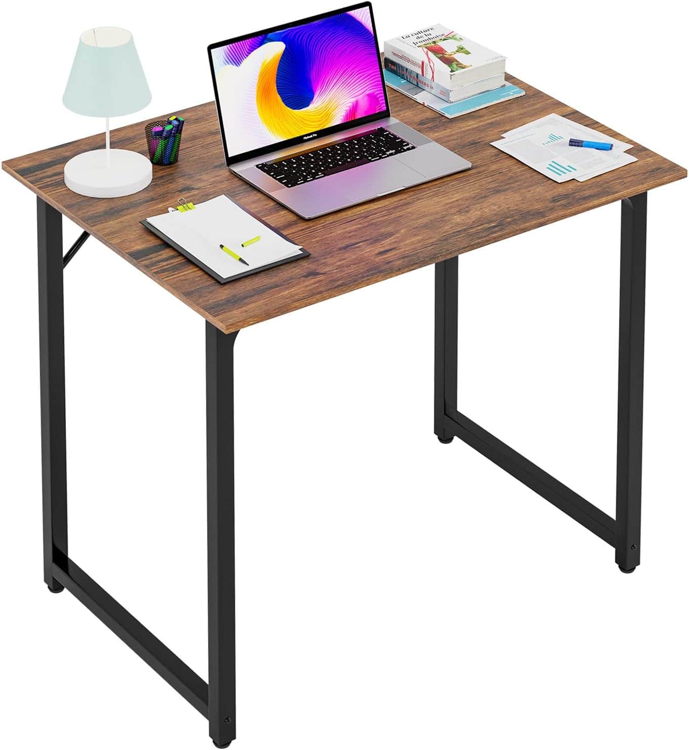 Modern Simple Style Computer Desk - Adjustable Height, Brown, 32"