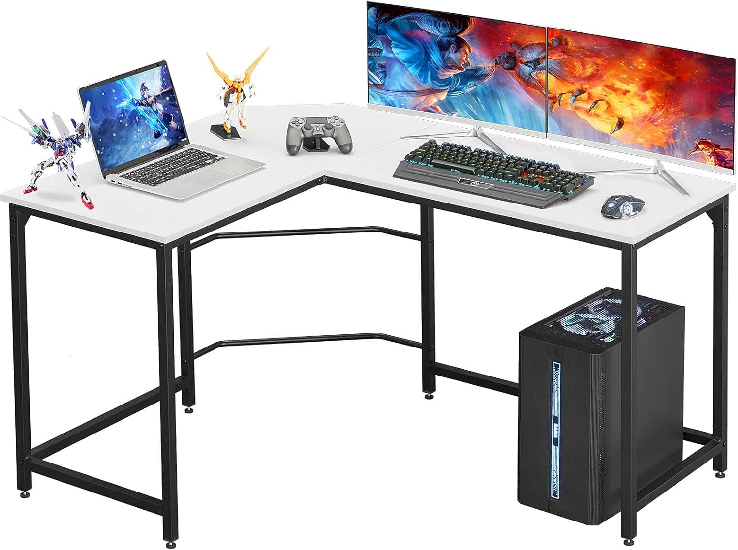 Aingoo L-Shaped Corner Desk | Sturdy Home Office Gaming Workstation, White
