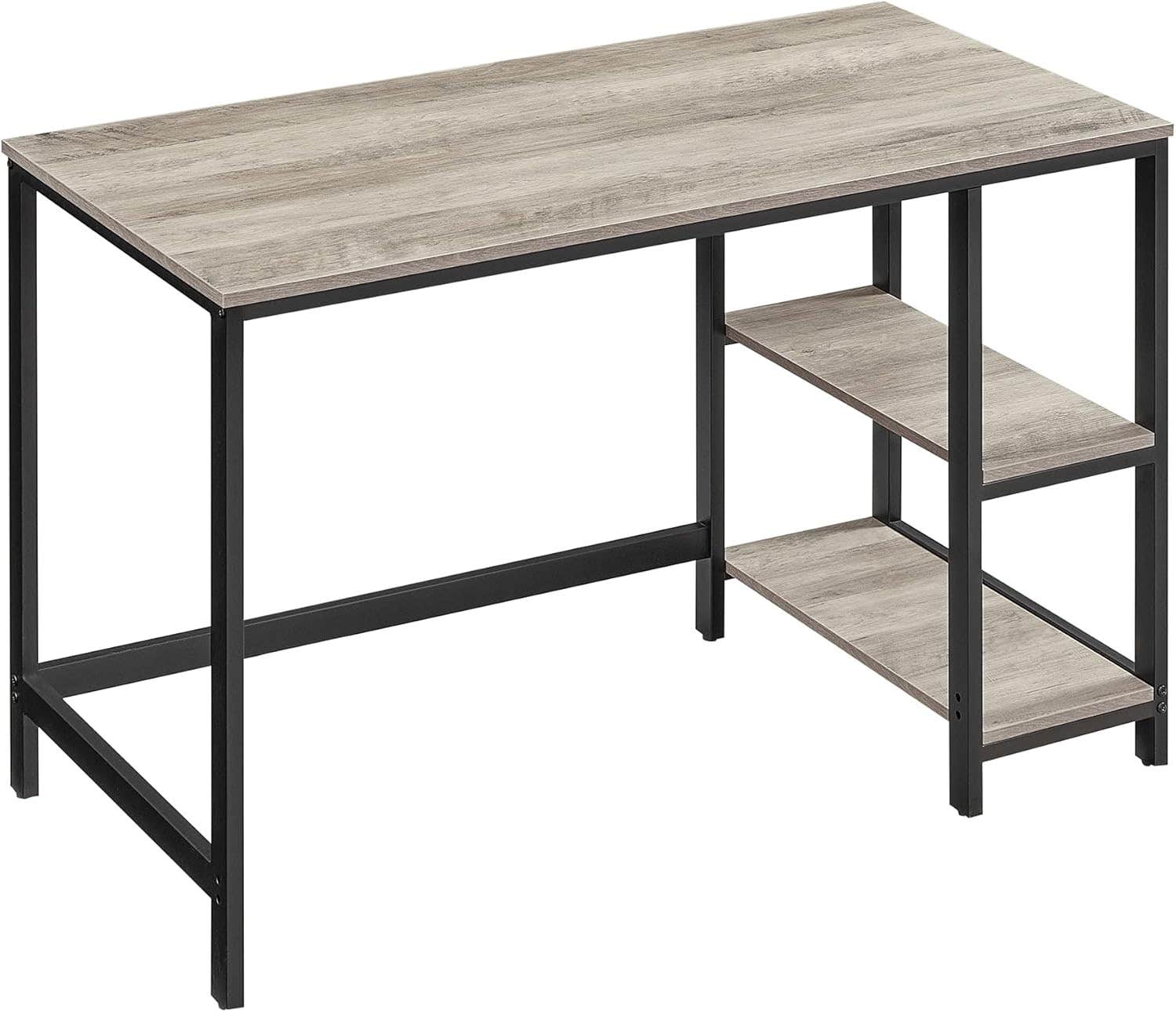 Woodx Industrial Computer Desk with Adjustable Shelves - Greige/Black