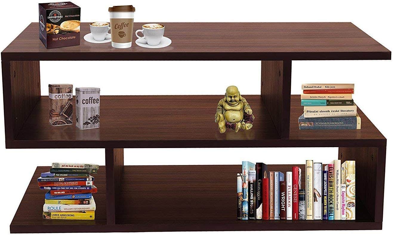 Portal Klaxon S Shape Engineered Wood Coffee Table/Centre Table/Tea Table (Walnut)