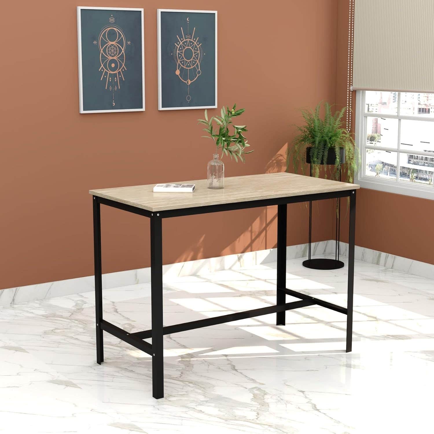 R Wooden Desk & Bench Set | Industrial Design, Eco-Friendly, Durable Steel Frame