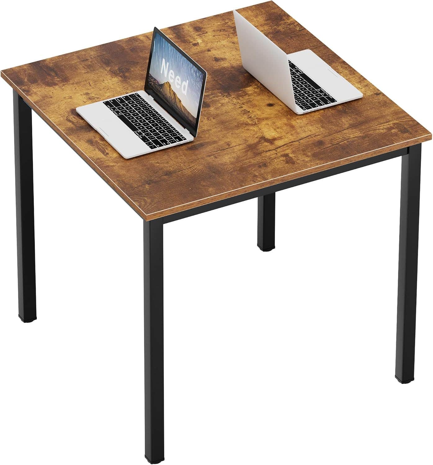 Need Small Square Dining Table - Rustic Brown Writing Desk | Sturdy & Heavy Duty | Compact Design