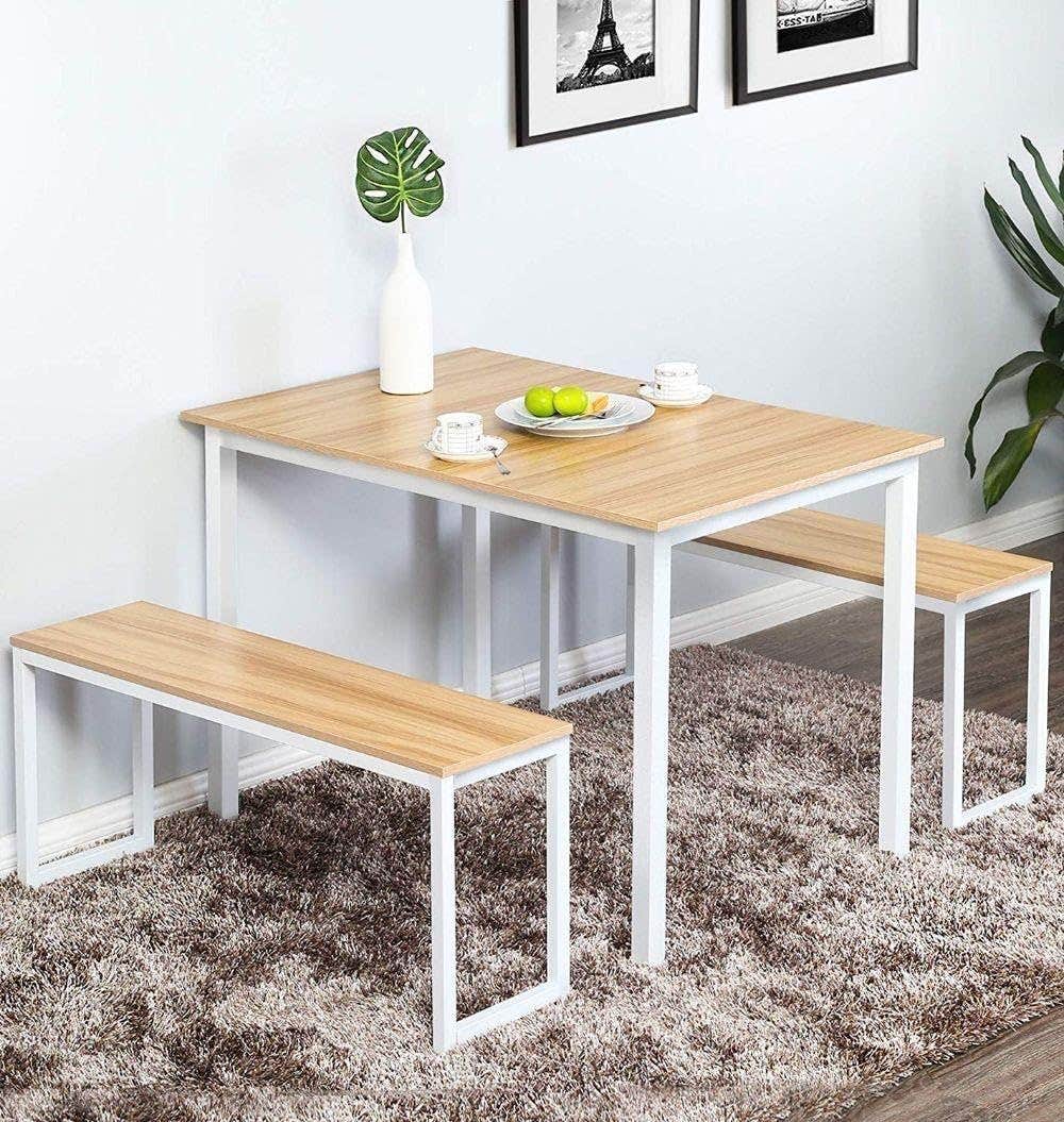 Homz Modern White Dining Table - Compact Design for Small Spaces