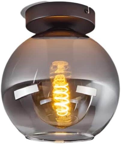 Modern Smoked Glass Ceiling Lamp by Mishkah Lighting - Contemporary Design, Metal Construction - 17.5 x 15 cm