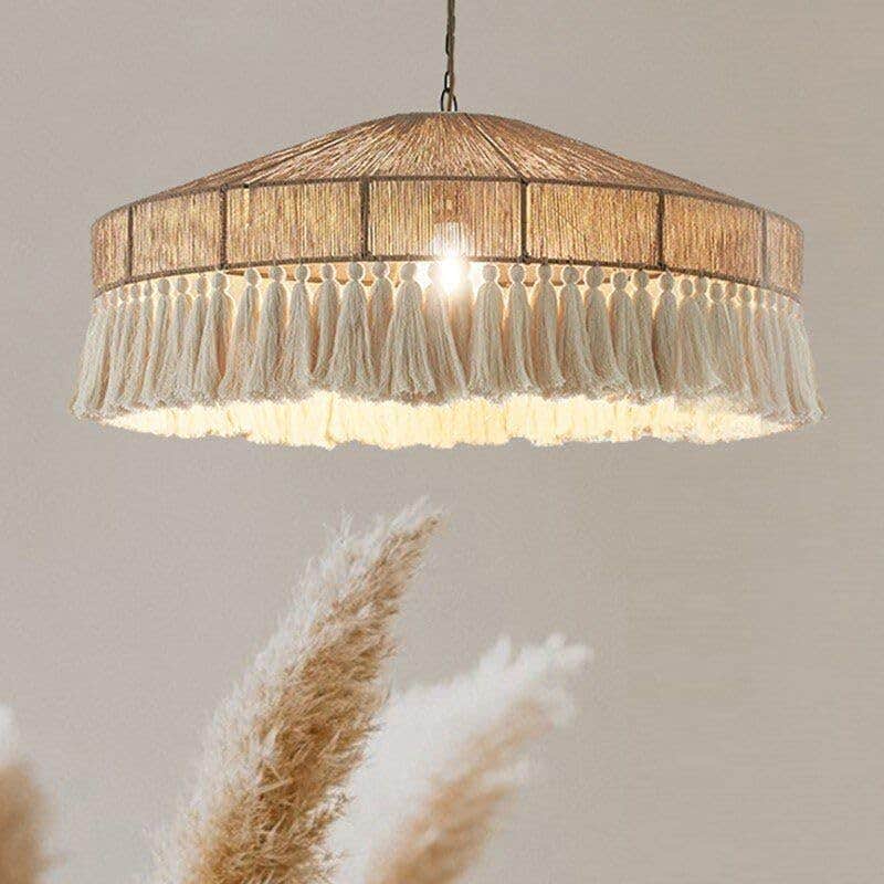 Boho Chandelier - Elegant Beige & White - Mounting Accessories Included