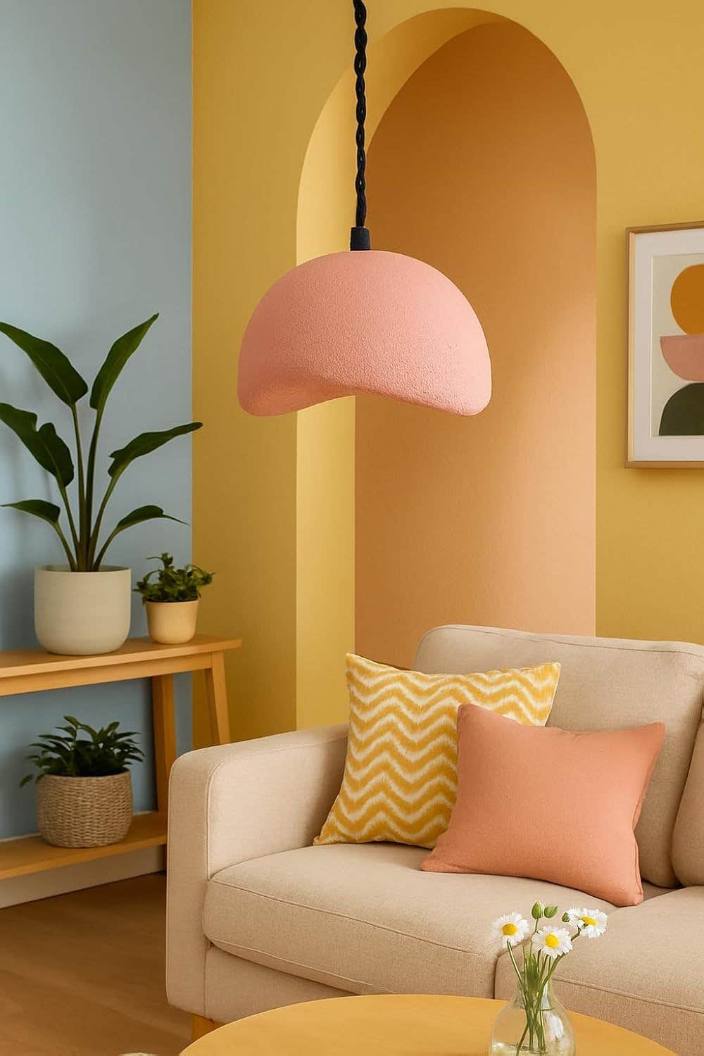 Modern Matte Rose Fiber Glass Hanging Chandelier - Mishkah Lighting