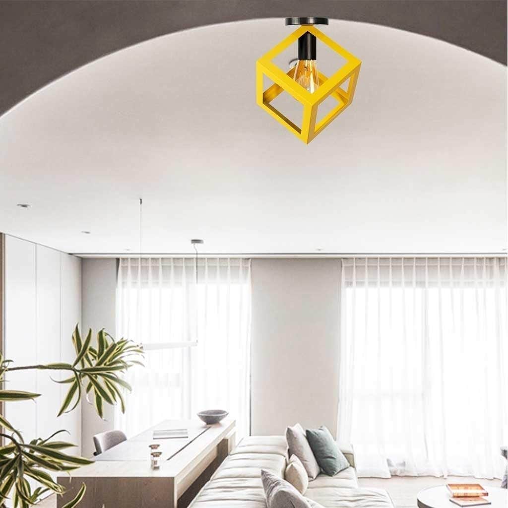 Contemporary Yellow Metal Chandelier by Mishkah Lighting
