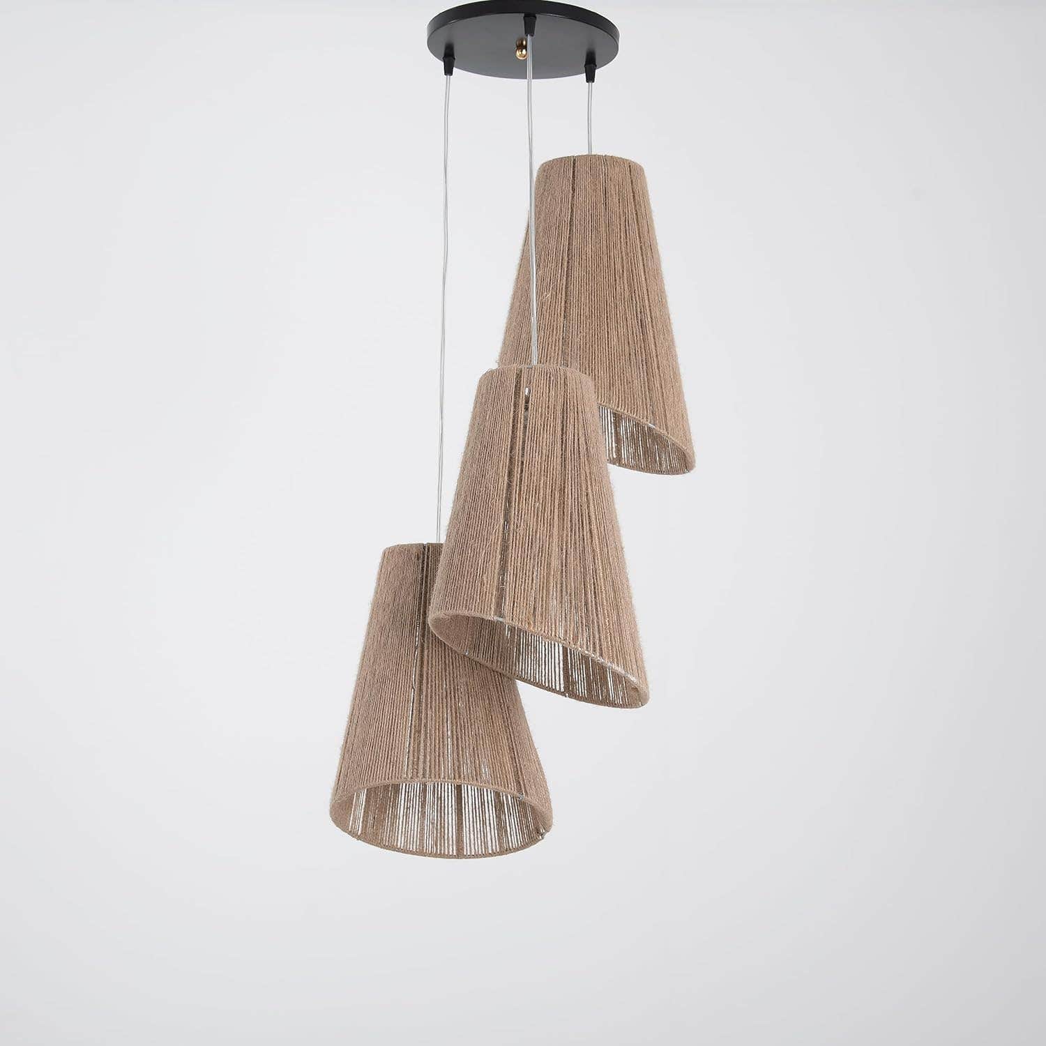 Mishkah Boho Macrame 3-Light Beige Chandelier