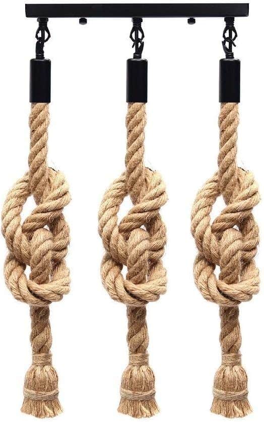 Mushkah Lighting Rustic Rope Hanging Lamp
