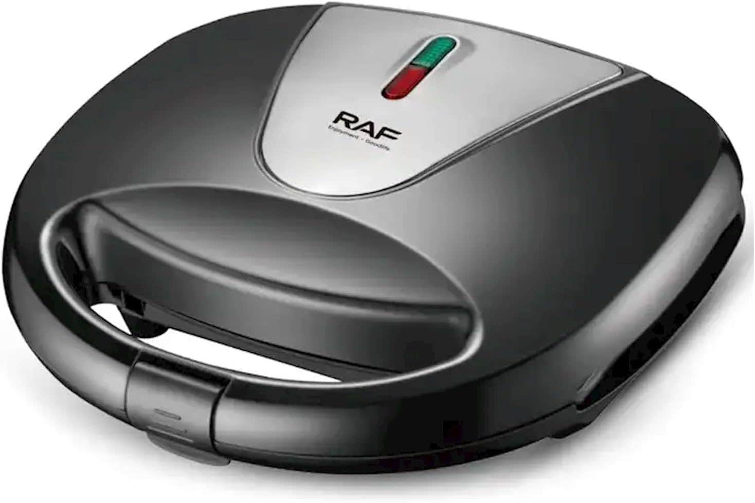 RAF Electric Sandwich Maker, Non-Stick Plates, Dual Indicator Lights - Black & Silver