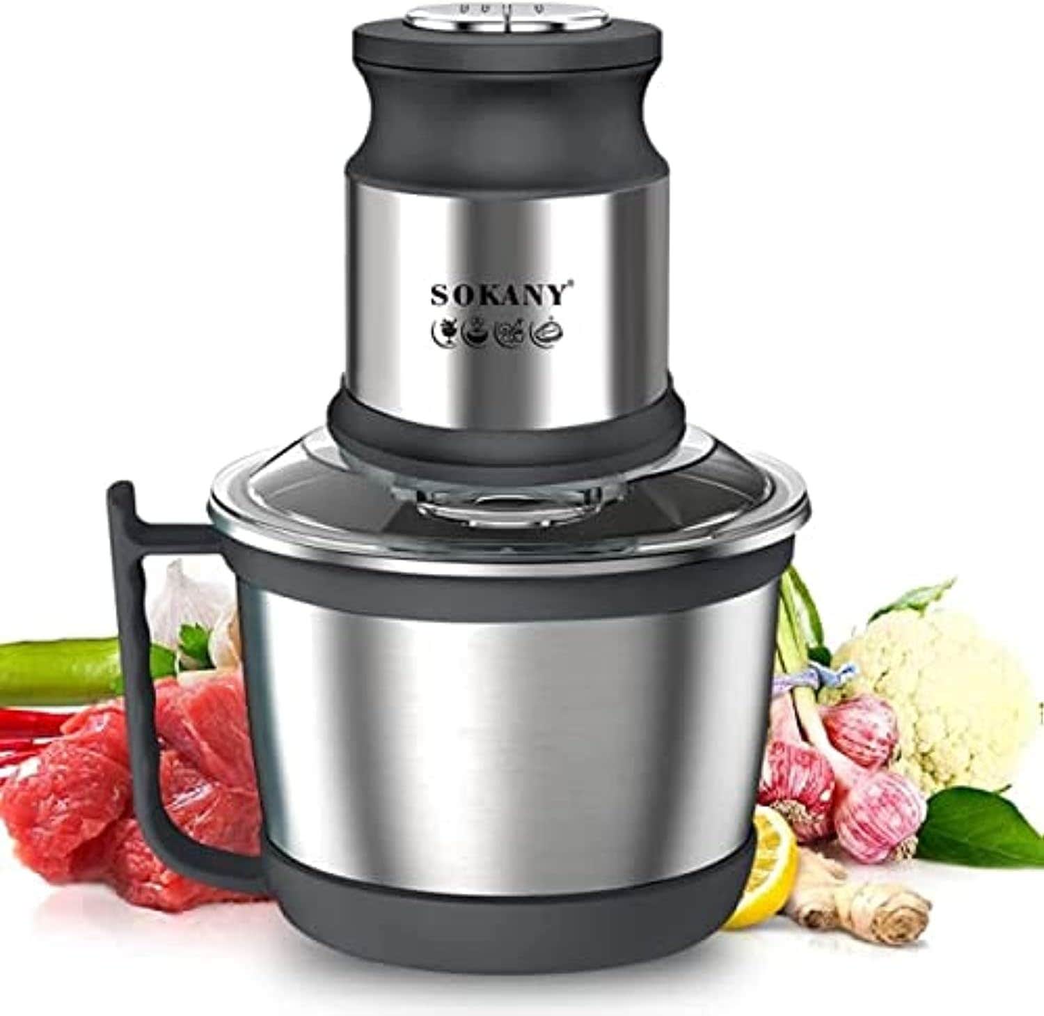 Sokany Stainless Steel Meat Grinder and Chopper,3L,2 Speeds,800 Watt Power
