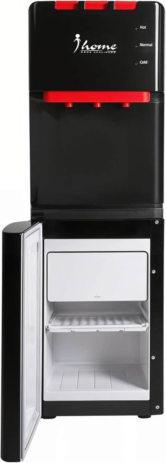 iHome Water Cooler with Cold, Hot, and Lukewarm Faucets - Stainless Steel - Black and Red