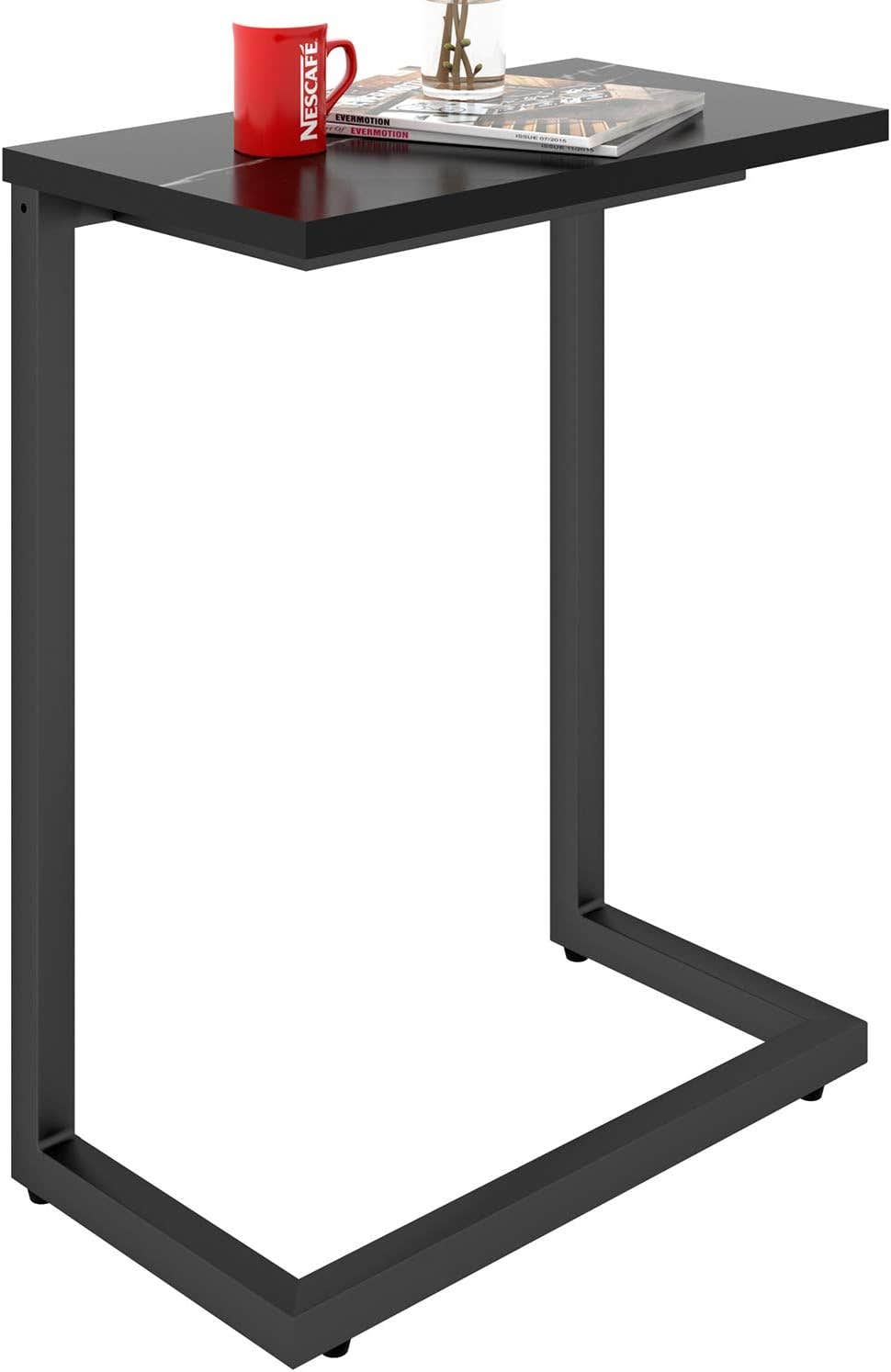 Sunon C Shaped End Table, Black, 9.8"x17.3"x26.5", Sturdy Metal, Easy Assembly