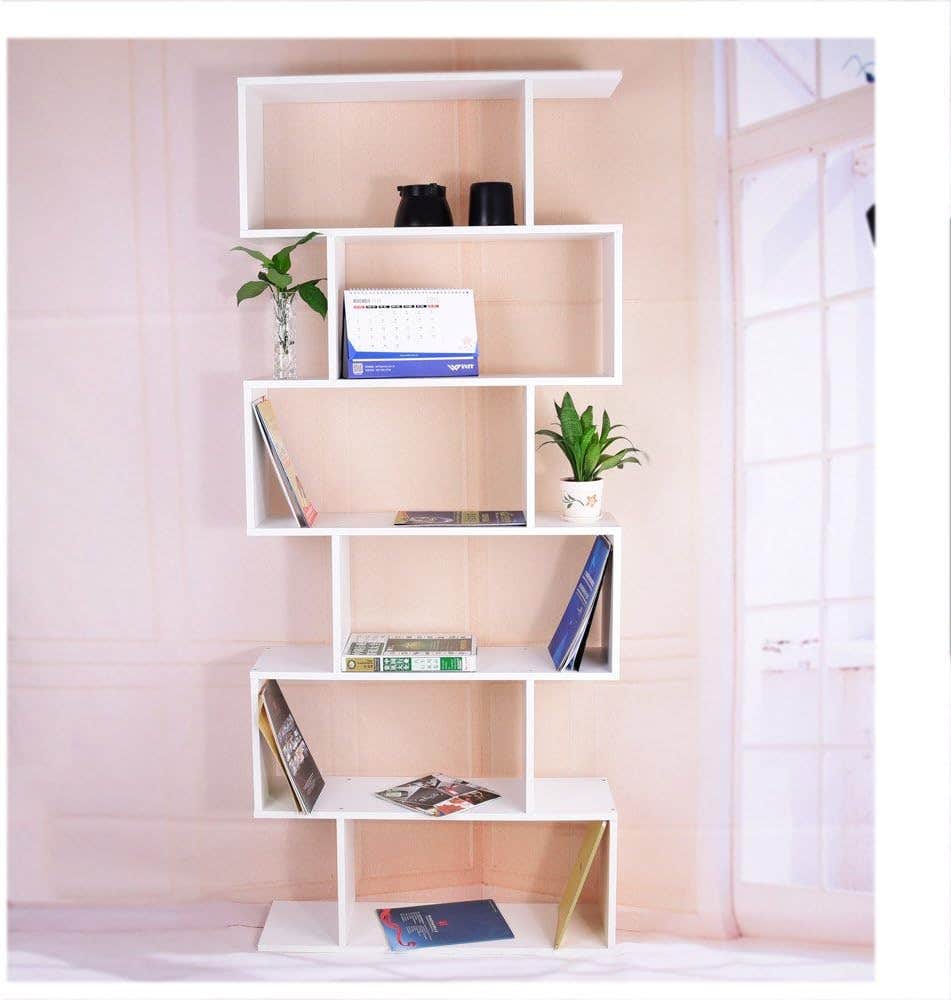 Panana Amantine Style Ladder Bookcase Storage Book Flower 6 Shelves for Bathroom, Living Room, Garden, Size: 80 x 23 x 192 cm, Weight: 24 kg (White)