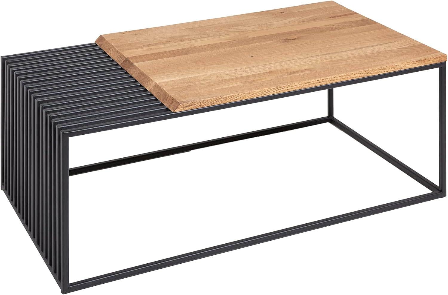 Riess Ambiente Architecture Industrial Coffee Table 100 cm Oiled Oak Black Frame Living Room Table Oak Wood Sofa Table