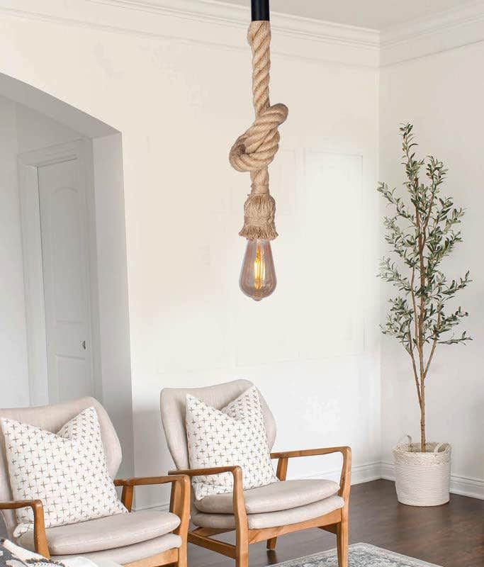 Ceiling lamp 45x10 linen rope