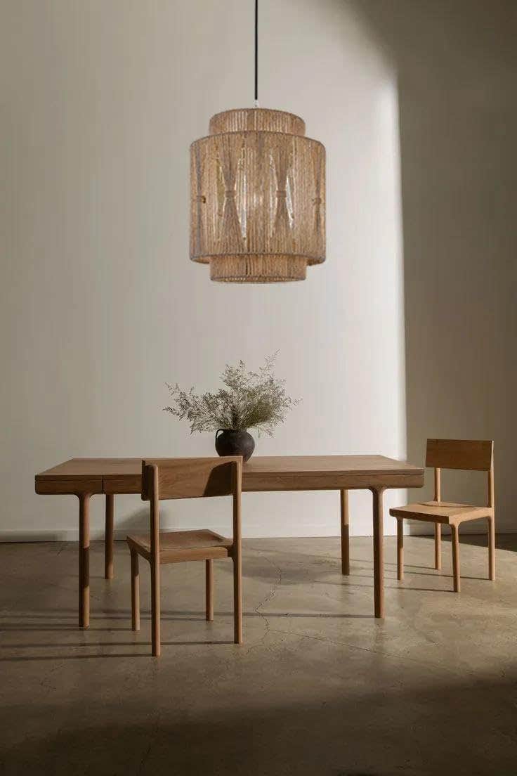 Boho Burlap Jute Twine Chandelier - Handmade Beige Clay Design