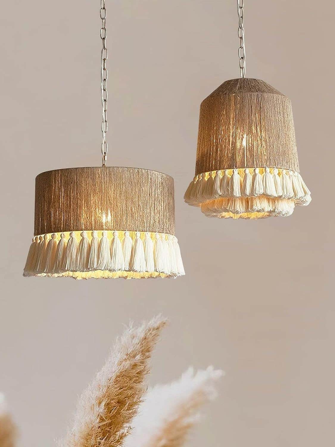 Boho Chandelier - Beige & White - Mishkah Lighting - Plastic - 2 Lights