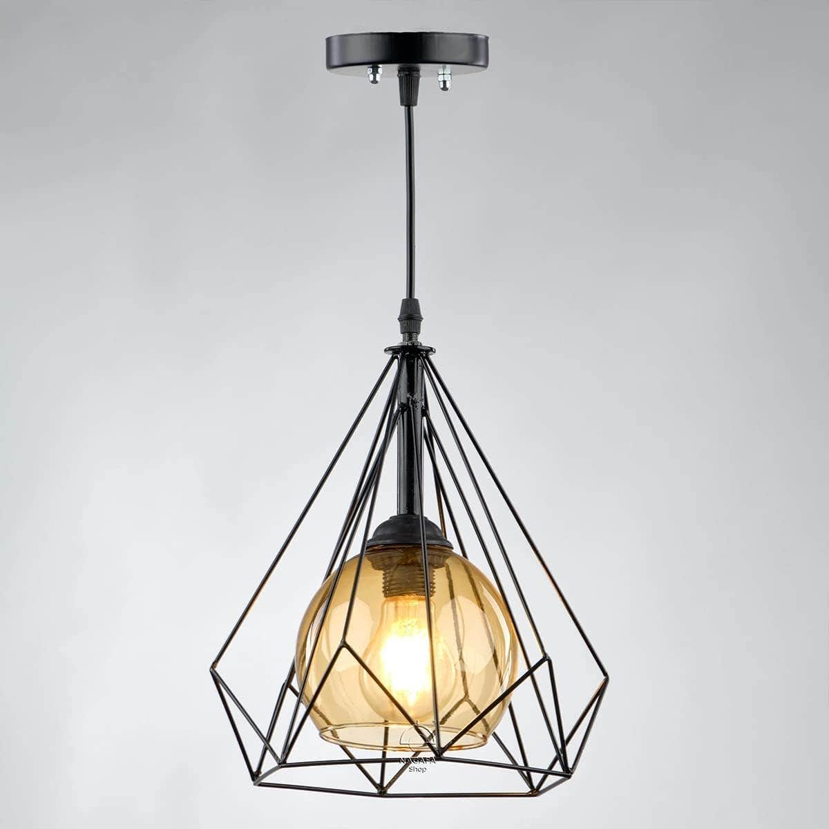Modern Black Diamond Pendant Chandelier - Contemporary Geometric Design - Mishkah Lighting