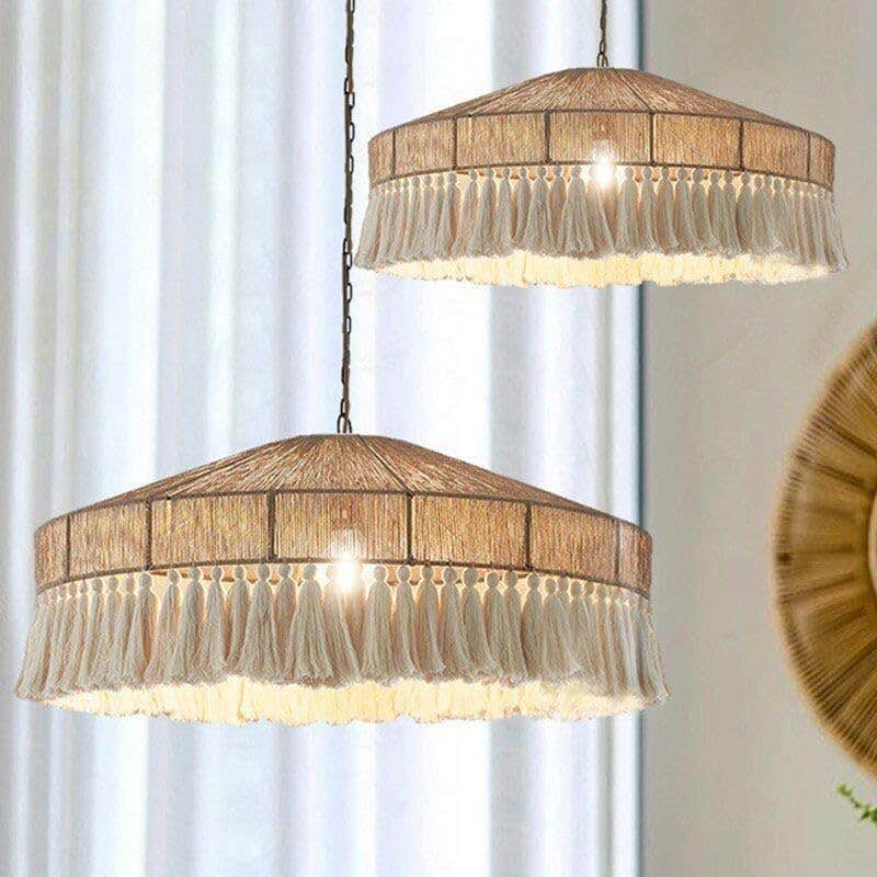 Boho Chandelier Set - Beige & White, Installation Accessories Included - Mishkah Lighting