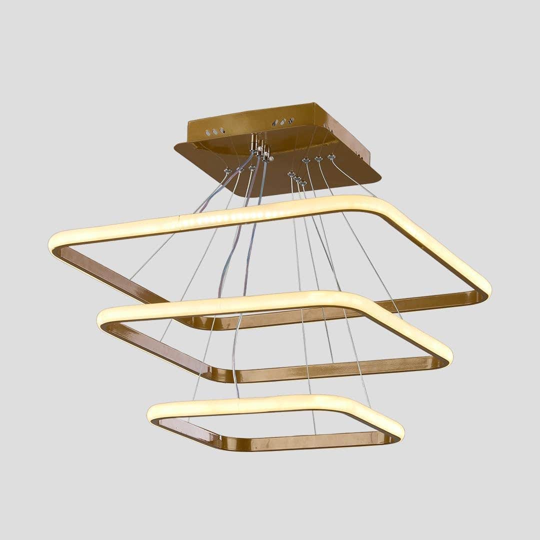 Modern Diamond LED Chandelier in Gold Finish - Mishkah Lighting