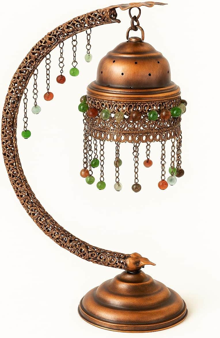 Oriental Decorative Lantern - Crescent Design - Copper Finish
