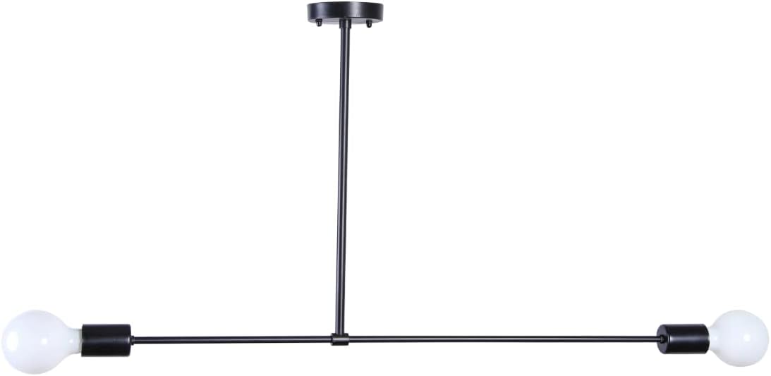 Modern Black Pendant Light Fixture - Sleek Design for Dining Rooms, Kitchens - Semi Flush Mount - Metal - Generic - In Stock