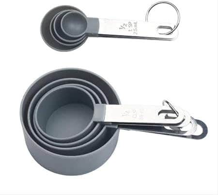 8-Piece Durable Plastic Measuring Set - Spoons & Cups, Multiple Colors, Comfortable Handles