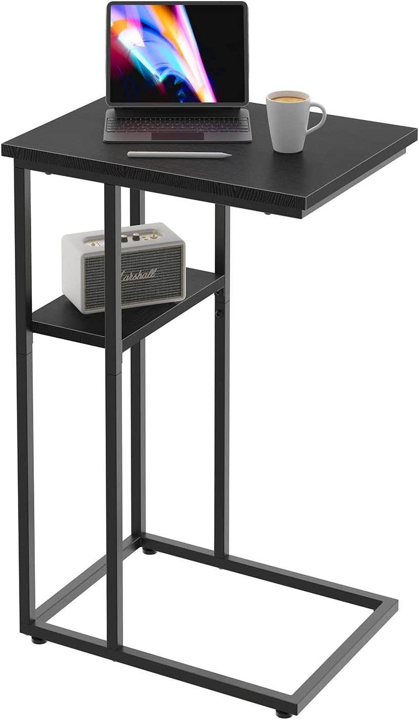 Innerjoin C Shaped End Table, Black - Multifunction Side Table