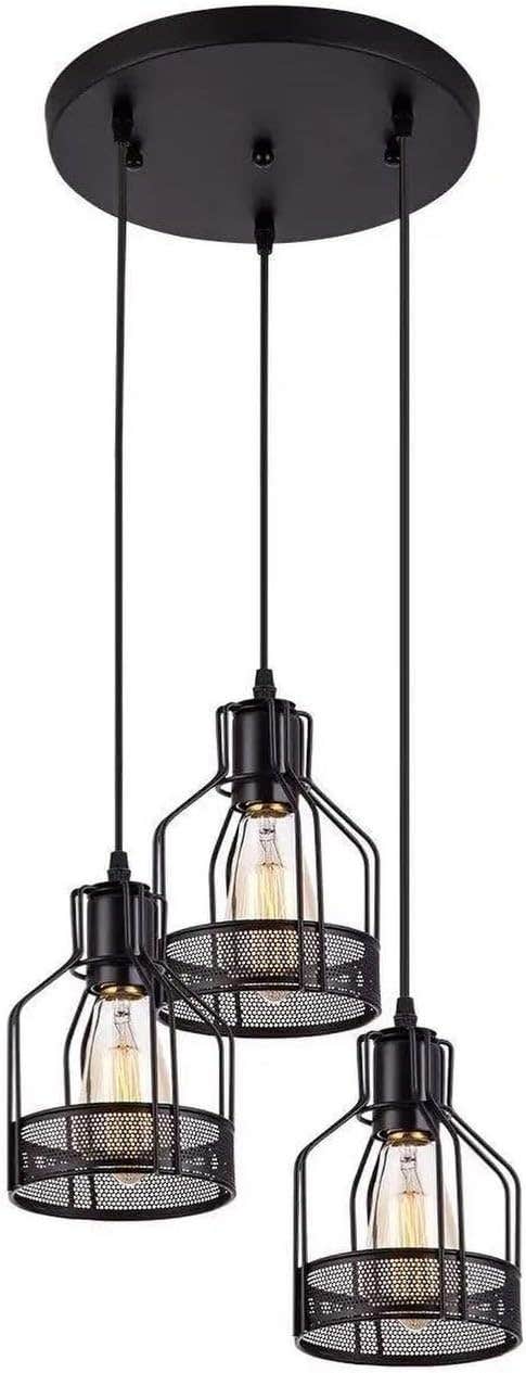 Vintage Industrial Hanging Cage Light Fixture - 15cm Diameter Metal Pendant for Indoor Lighting